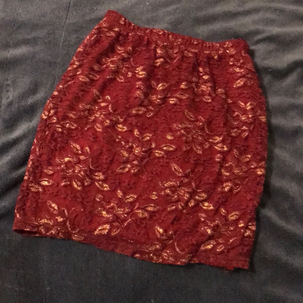 red & gold lace skirt